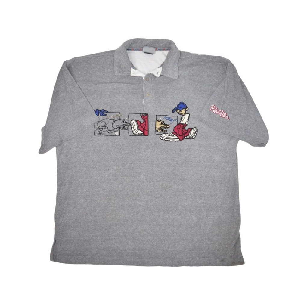 Raw Blue Shirt Mens 2XL NYC Forever Hip Hop Terry Polo Y2k New York Urban Gray